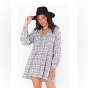 Show me your MuMu Birdie mini dress size M NWT window pane plaid